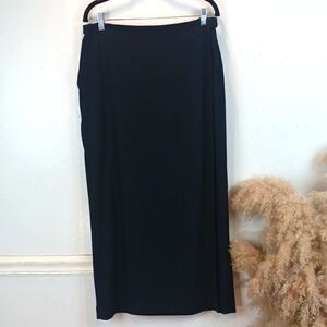 DONCASTER Black wrap classic wool blend casual/ career maxi skirt ( 12 )